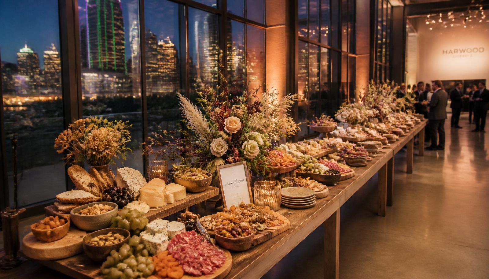 Grazing table for a corporate Dallas event at Harwood District